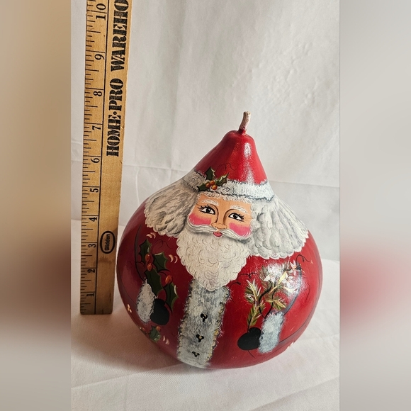 Vintage Folk Art Hand Painted Large Santa Claus Gourd Holiday Christmas 9" - Picture 7 of 8